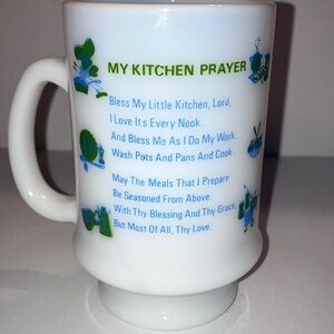 Vintage‎ Kitchen Prayer Milk Glass Mug